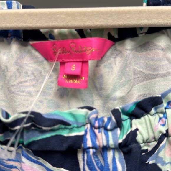 Lilly Pulitzer Blue Teal Calla Off The Shoulder Romper - Picture 9 of 14